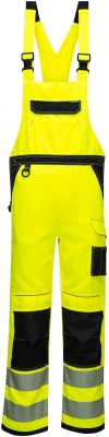 Pantaloni cu pieptar Hi-Vis, galben/negru, regular, PW3, Portwest