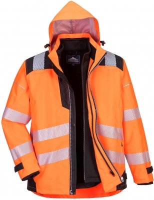 Jacheta Hi-Vis 3-in-1, portocaliu/negru, regular, PW3, Portwest