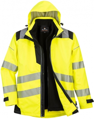Jacheta Hi-Vis 3-in-1, galben/negru, regular, PW3, Portwest