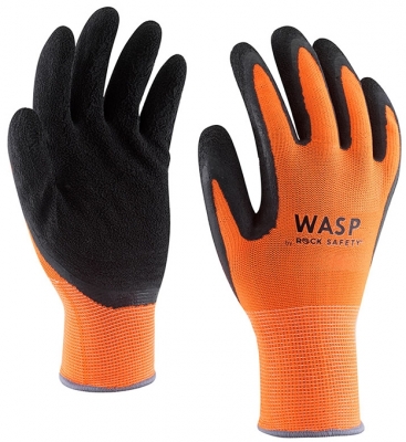 Manusi de asamblare din poliester cu palma imersata in spuma de latex, Portocaliu, Wasp, Rock Safety