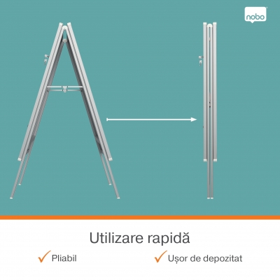 Panou dublu stradal NOBO Premium Plus, in forma de A, cu cheie, aluminiu, A1, gri