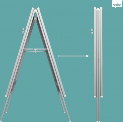 Panou dublu stradal NOBO Premium Plus, in forma de A, cu cheie, aluminiu, A1, gri