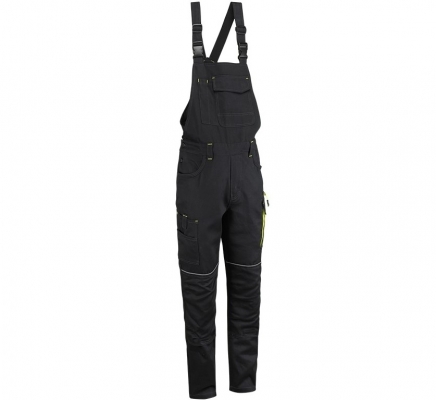 Pantalon cu pieptar, negru / galben, Comfort, Rock Safety