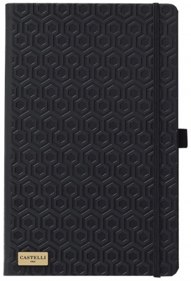 Caiet cu elastic Black Gold 13 x 21 cm, Honeycomb black, dictando Castelli