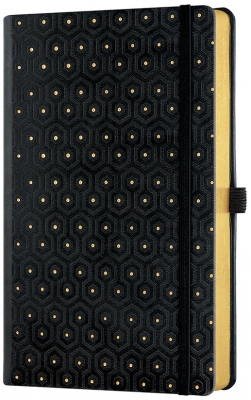 Caiet cu elastic Black Gold 13 x 21 cm, Honeycomb black & gold, dictando Castelli