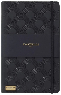 Caiet cu elastic Black Gold 13 x 21 cm, Art Deco Black, dictando Castelli