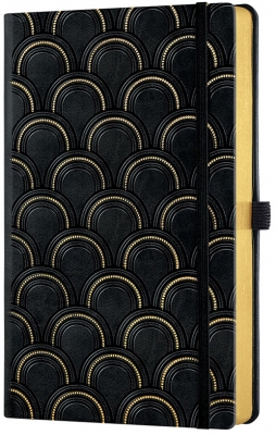 Caiet cu elastic Black Gold 13 x 21 cm, Art Deco Black & Gold, dictando Castelli