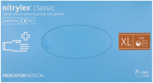 Manusi examinare nitril, fara pudra, Classic, XL, albastru 100 buc/cutie Nitrylex