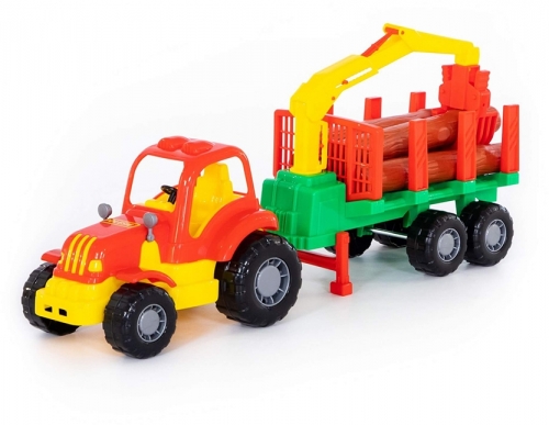 Jucarie Tractor si remorca cu lemne 44815 Hardy Polesie