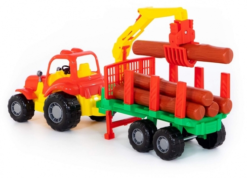 Jucarie Tractor si remorca cu lemne 44815 Hardy Polesie