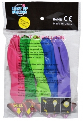 Baloane multicolore cu lumina, 5 culori/set 