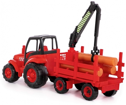 Jucarie Tractor si remorca cu lemne 8229 Champion Polesie