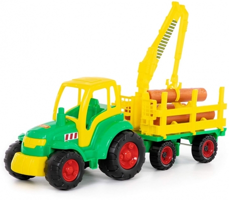 Jucarie Tractor si remorca cu lemne 8229 Champion Polesie