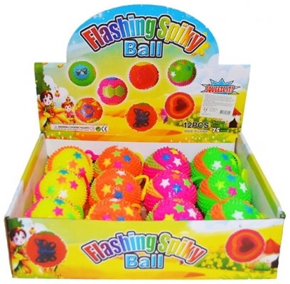 Minge Yoyo din cauciuc, cu tepi si lumina, 7.5 cm, model Stelute
