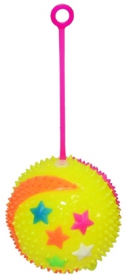 Minge Yoyo din cauciuc, cu tepi si lumina, 7.5 cm, model Stelute