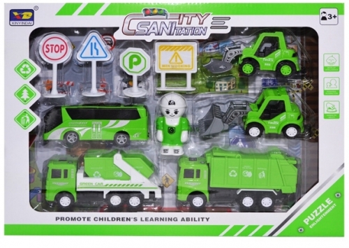 Set de joaca Salubrizare cu masini, figurina si accesorii