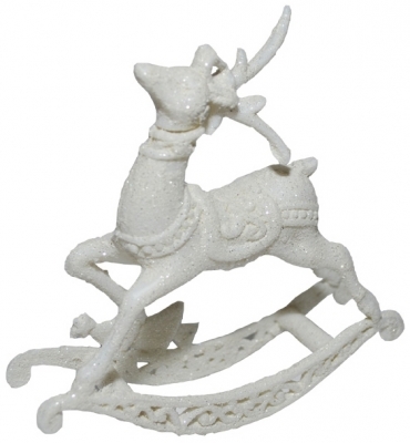 Ornament Craciun, ren alb cu sanie