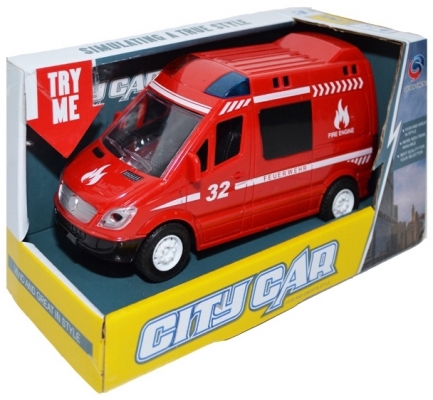 Jucarie Masina de pompieri cu frictiune, in cutie 