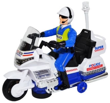 Motocicleta cu lumina, sunet si figurina politist 