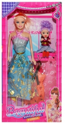 Set de joaca Papusa cu garderoba si papusica 