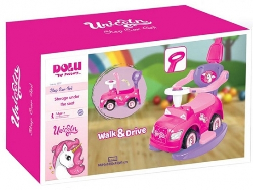 Masinuta la scara 4:1, fara pedale, cu maner, model Unicorn, 69 cm