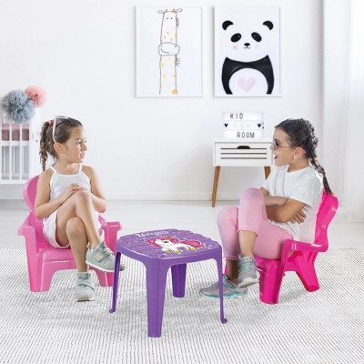 Set masuta cu 2 scaunele Unicorn, roz, 2503 Dolu