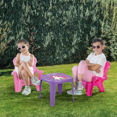 Set masuta cu 2 scaunele Unicorn, roz, 2503 Dolu