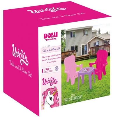 Set masuta cu 2 scaunele Unicorn, roz, 2503 Dolu