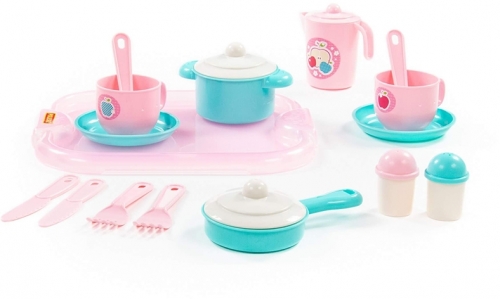Set de joaca Ustensile bucatarie pentru 2 persoane 80486, 19 piese/set Polesie