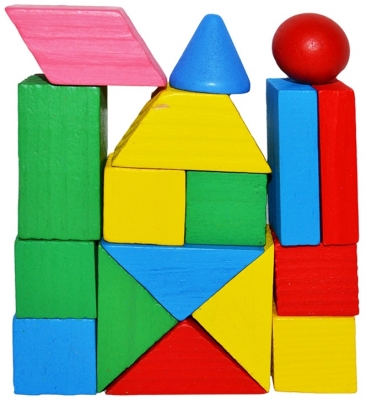 Forme geometrice din lemn, color 