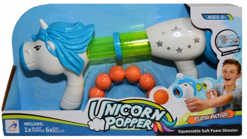 Pistol cu bile pentru baieti, 6 proiectile, 32 cm, unicorn