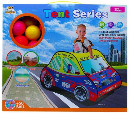 Cort de joaca cu 50 mingi plastic, model masina de pompieri 