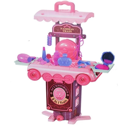 Set de joaca Accesorii frumusete in gentuta tip trenulet