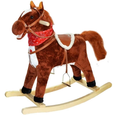 Calut balansoar din lemn si plus, caramiziu/maro, 70 cm 