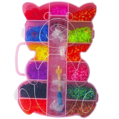 Set creativ de elastice pentru bratari, 3200 piese, cutie Ursulet 