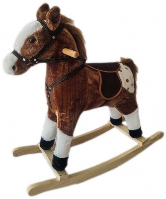 Calut balansoar, din lemn si plus, culoare espresso cu alb, 78 cm