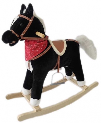 Calut balansoar, din lemn si plus, negru, 78 cm