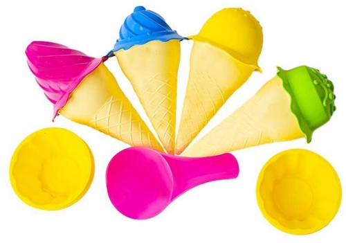 Galetusa pentru nisip cu accesorii inghetata, 17 cm, roz 