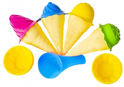 Galetusa pentru nisip cu accesorii inghetata, 17 cm, albastra
