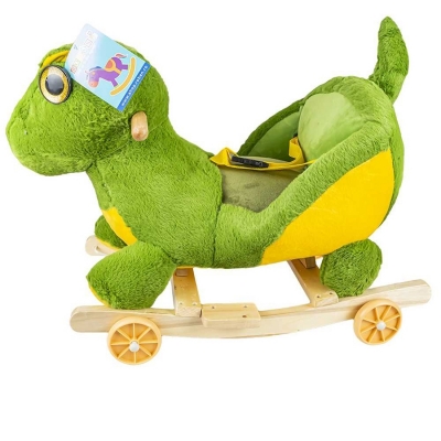 Balansoar din plus pentru bebelusi, cu rotile, model Dinozaur, 50 cm