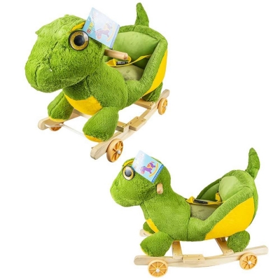 Balansoar din plus pentru bebelusi, cu rotile, model Dinozaur, 50 cm