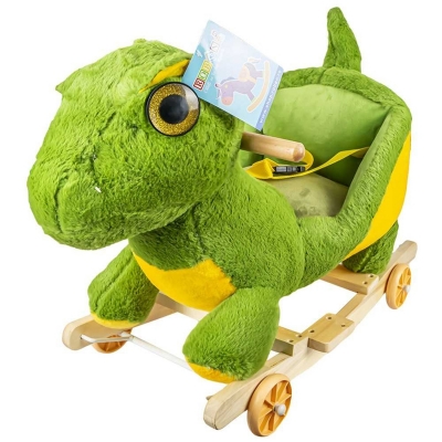 Balansoar din plus pentru bebelusi, cu rotile, model Dinozaur, 50 cm