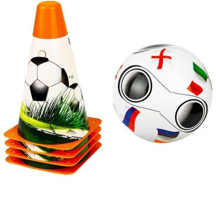 Set antrenament fotbal cu minge si 4 jaloane