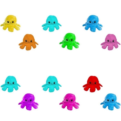 Jucarie reversibila din plus Caracatita, 20 cm, diverse culori