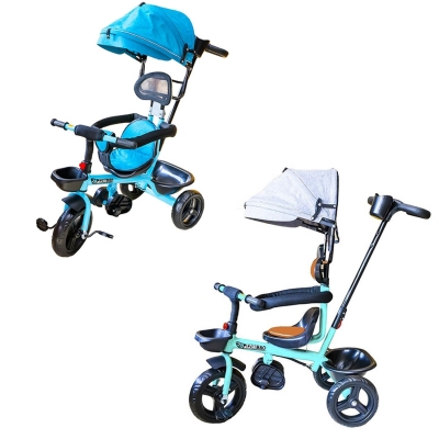 Tricicleta cu pedale, maner si parasolar, diverse culori 