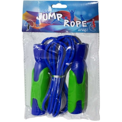 Coarda pentru sarit, maner din plastic, albastru/verde