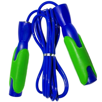 Coarda pentru sarit, maner din plastic, albastru/verde