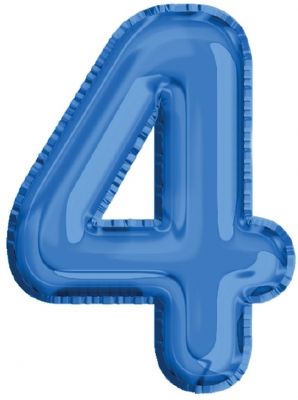 Balon, folie de aluminiu, culoare albastru, cifra 4, 40 cm 