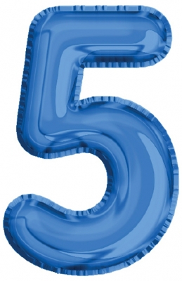 Balon, folie de aluminiu, culoare albastru, cifra 5, 40 cm 