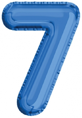 Balon, folie de aluminiu, culoare albastru, cifra 7, 40 cm